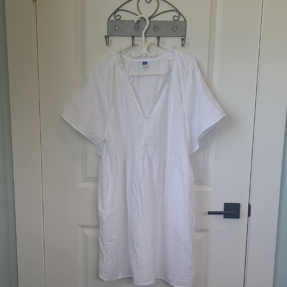 Old Navy White Crinkle Gauze Sun Dress